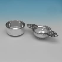 Antique Sterling Silver Tea Strainer - I. S. Greenberg & Co., hallmarked in 1913 Birmingham - George V - Thumbnail 3