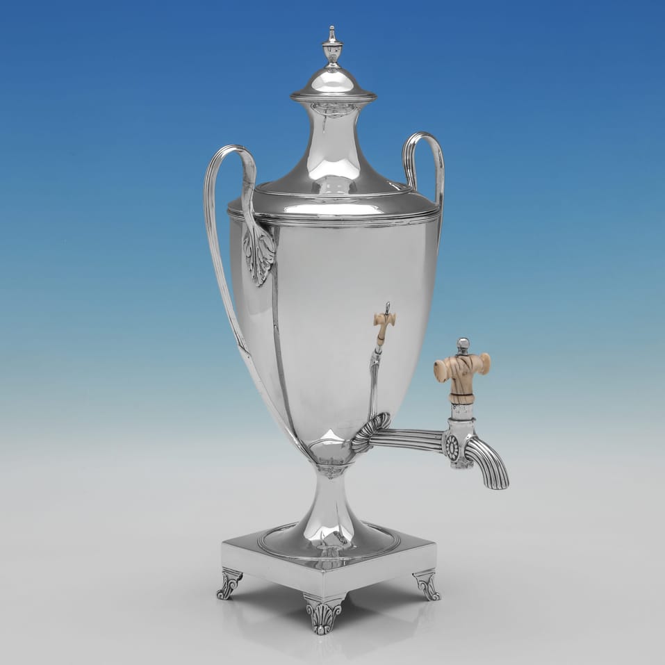 Antique Sterling Silver Tea Urns - William Holmes, hallmarked in 1795 London - George III