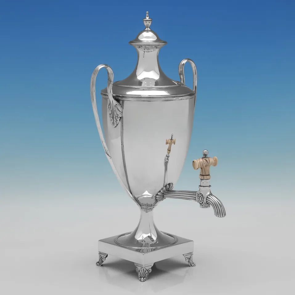 Antique Sterling Silver Tea Urns - William Holmes, hallmarked in 1795 London - George III