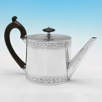 Antique Sterling Silver 'Drum' Teapot - John Emes, hallmarked in 1798 London - George III - Thumbnail 2