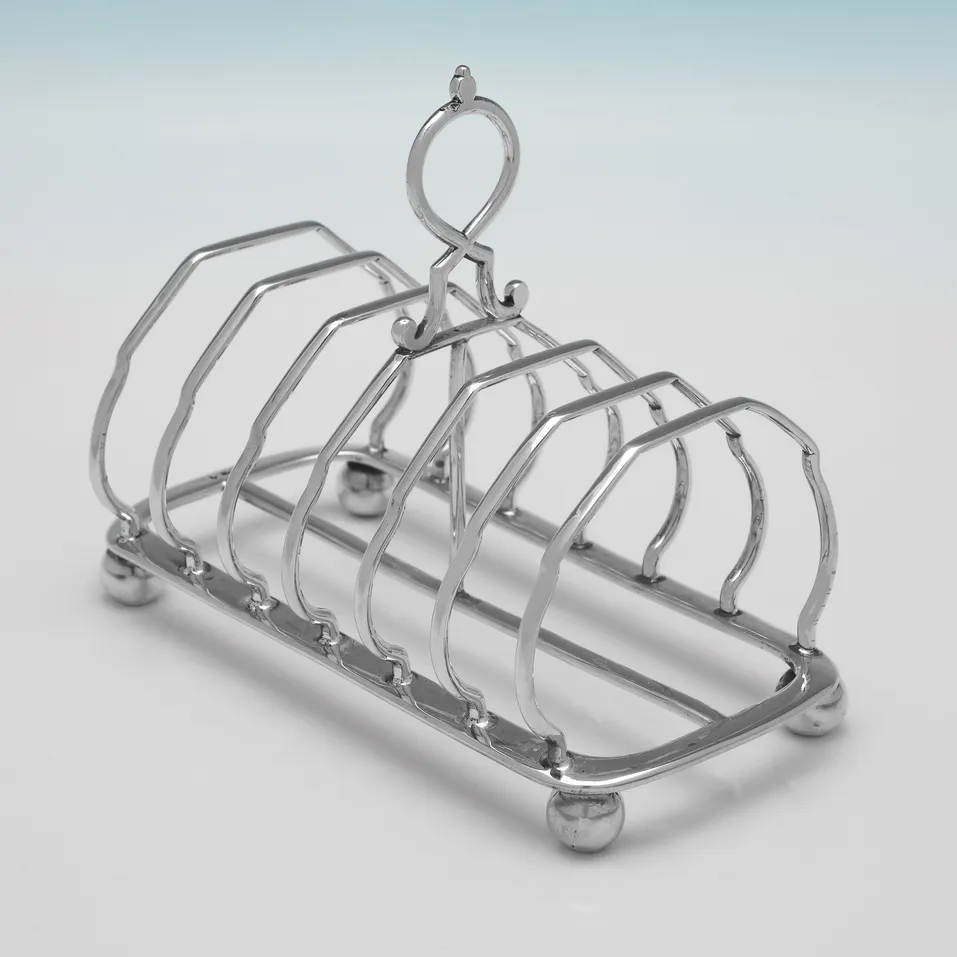 Antique Sterling Silver Toast Rack - Joseph Gloster Ltd., hallmarked in 1869 Birmingham - Victorian