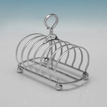 Antique Sterling Silver Toast Rack - Robert Hennell III, hallmarked in 1853 London - Victorian - Thumbnail 1