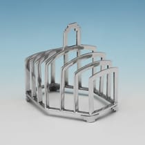 Sterling Silver Toast Rack - Henry Clifford Davis, hallmarked in 1934 Birmingham - George V - Thumbnail 1