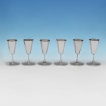 Antique Sterling Silver Set of 6 Tot Cups - Walker & Hall, hallmarked in 1913 Sheffield - George V - Thumbnail 2