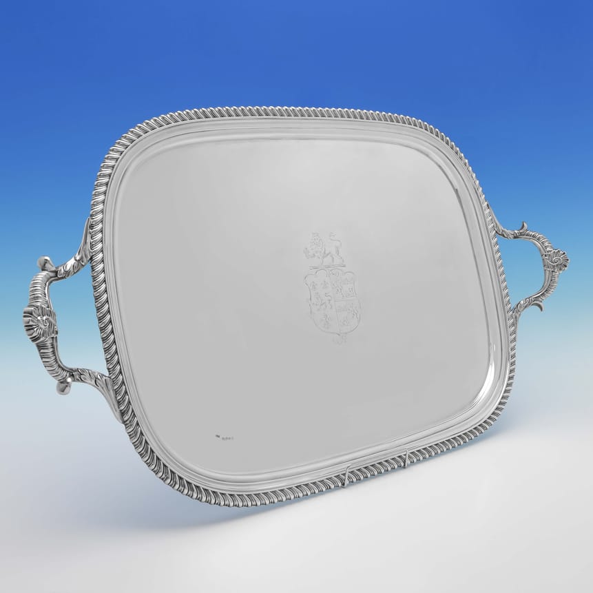 Antique Sterling Silver Large Tray - William Bennett Hallmarked In 1814 London - Georgian - Image 5