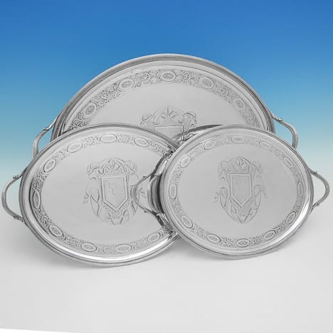 Antique Sterling Silver Trays - Crouch & Hannam Hallmarked In 1790 London - Georgian - Image 1