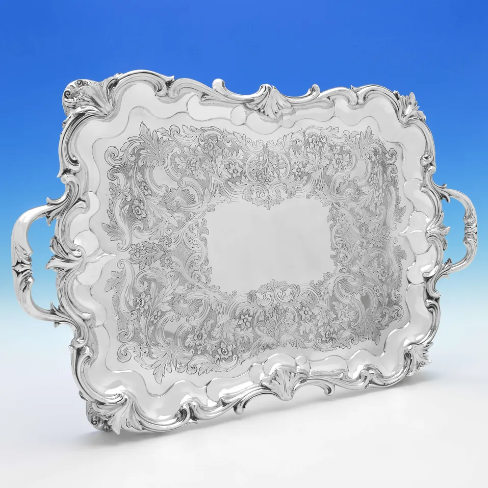 Antique Sterling Silver Tray - Edward Barnard & Sons, hallmarked in 1838 London - Victorian