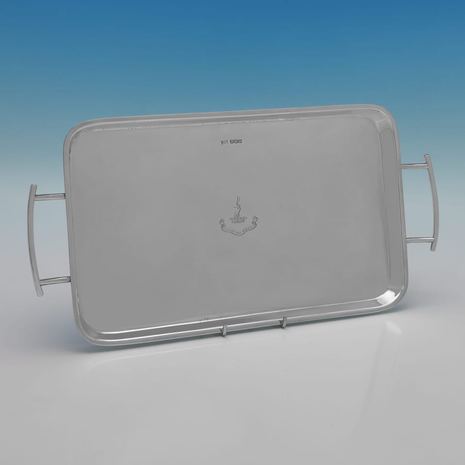 Antique Sterling Silver Bar Tray - Walker & Hall, hallmarked in 1920 Sheffield - George V - Image 1