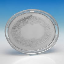 Antique Sterling Silver Tray - Martin & Hall, hallmarked in 1897 Sheffield - Victorian - Thumbnail 1