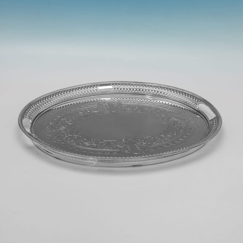 Antique Sterling Silver Tray - Martin & Hall, hallmarked in 1897 Sheffield - Victorian - Image 2