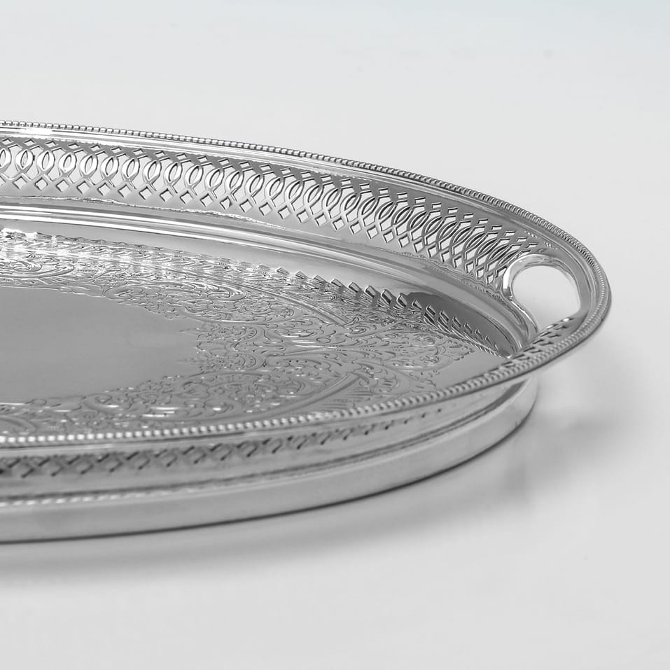 Antique Sterling Silver Tray - Martin & Hall, hallmarked in 1897 Sheffield - Victorian - Image 3
