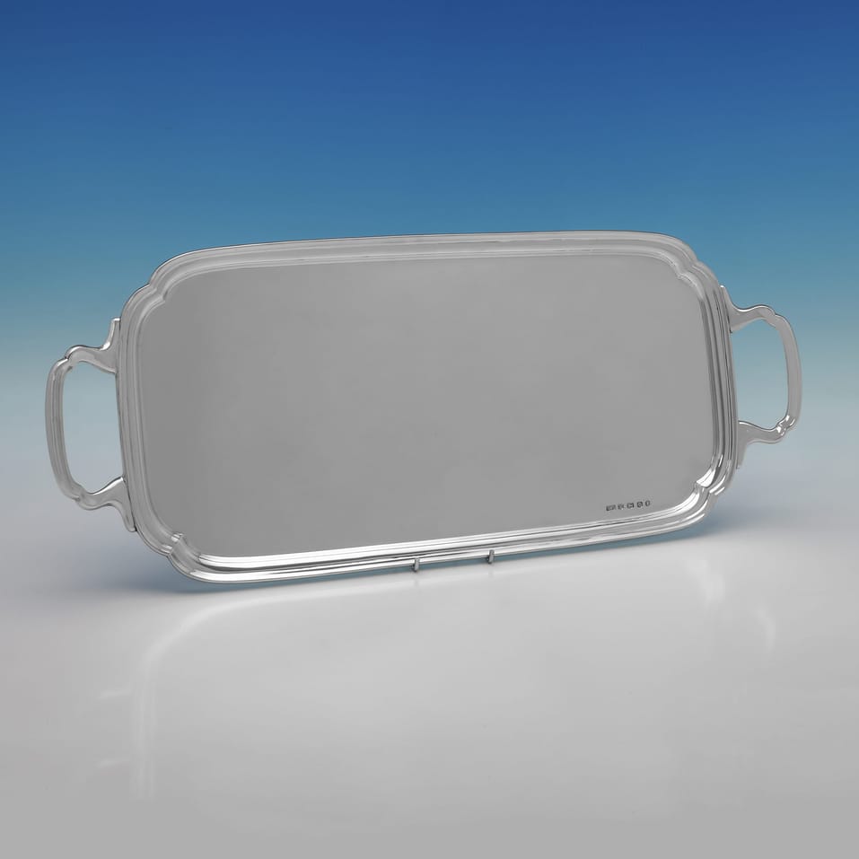 Sterling Silver Bar Tray - E. Viner, hallmarked in 1934 Sheffield - George V