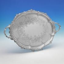 Antique Sterling Silver Tray - Goldsmiths & Silversmiths Co., hallmarked in 1917 London - George V - Thumbnail 1