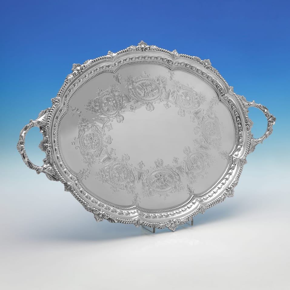 Antique Sterling Silver Tray - Goldsmiths & Silversmiths Co., hallmarked in 1917 London - George V