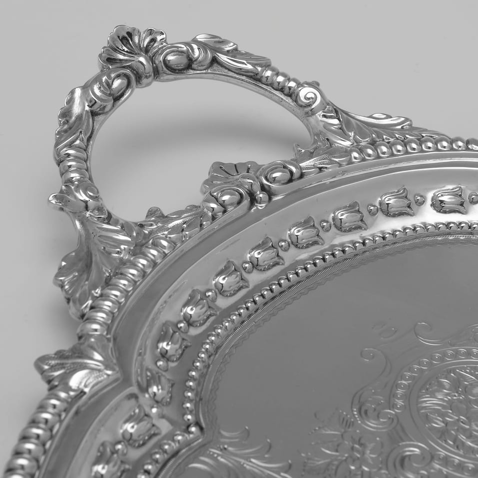 Antique Sterling Silver Tray - Goldsmiths & Silversmiths Co., hallmarked in 1917 London - George V - Image 3