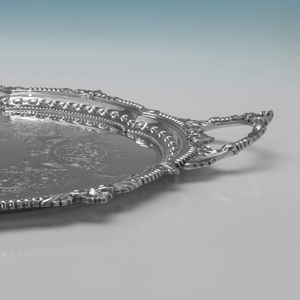 Antique Sterling Silver Tray - Goldsmiths & Silversmiths Co., hallmarked in 1917 London - George V - Image 4