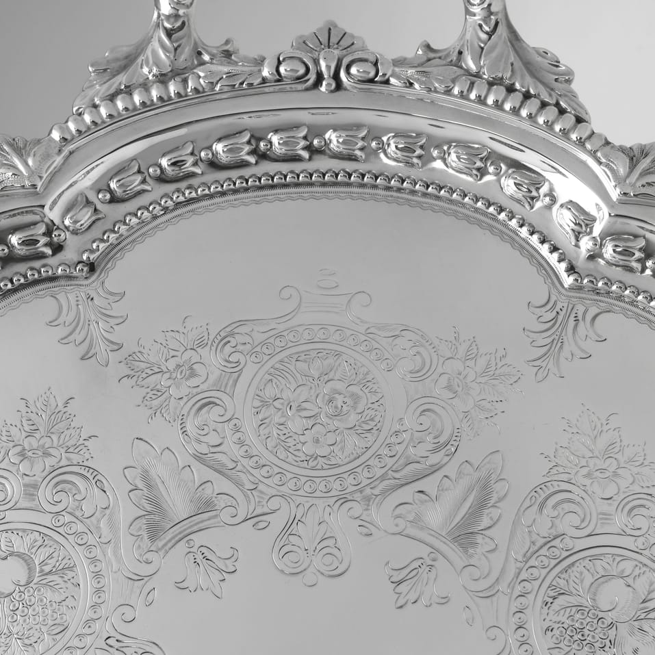 Antique Sterling Silver Tray - Goldsmiths & Silversmiths Co., hallmarked in 1917 London - George V - Image 5