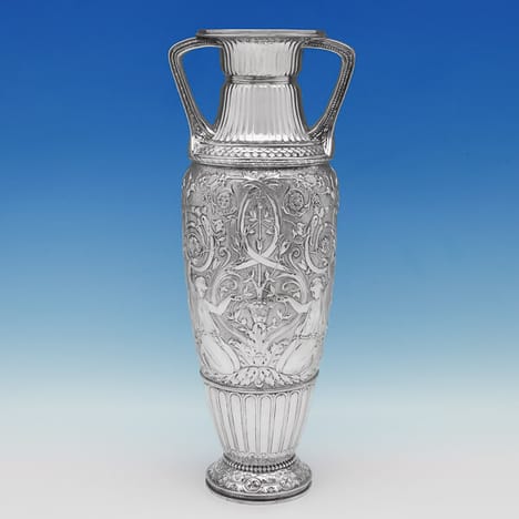 Antique, Victorian, Etruscan Style Vase In Sterling Silver