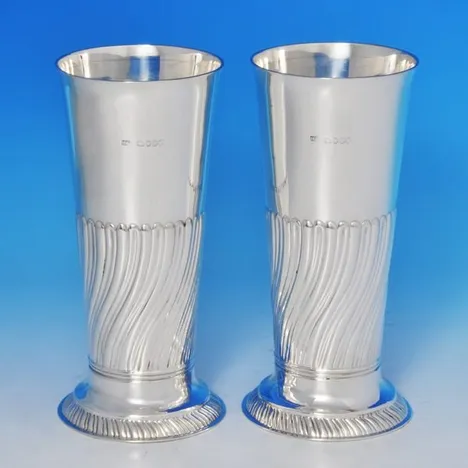 Antique Sterling Silver Pair of Vases - Henry Stratford, hallmarked in 1889 London - Victorian