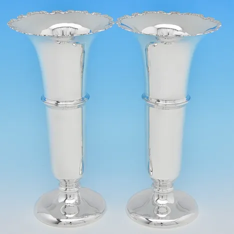 Antique Sterling Silver Pair of Vases - William Neale & Son Ltd., hallmarked in 1922 Birmingham - George V