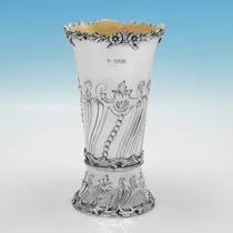 Antique Sterling Silver Pair of Vases - Lambert & Co., hallmarked in 1903 London - Edwardian - Thumbnail 2
