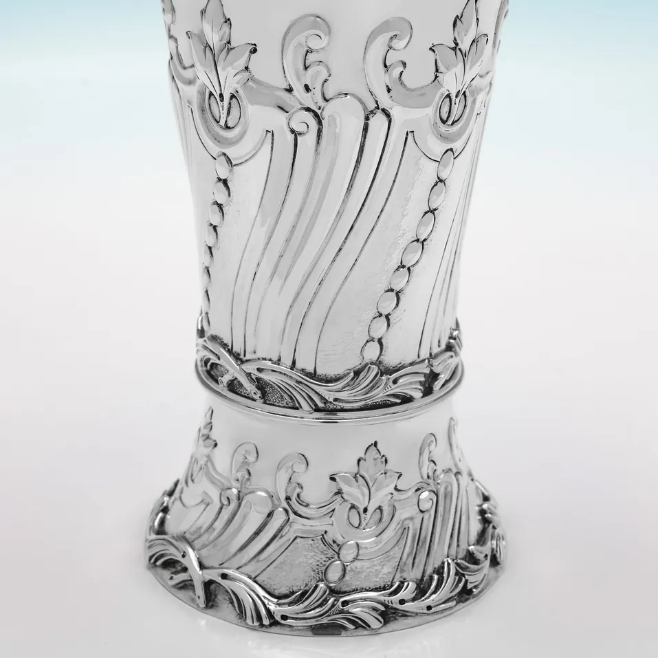 Antique Sterling Silver Pair of Vases - Lambert & Co., hallmarked in 1903 London - Edwardian - Image 4