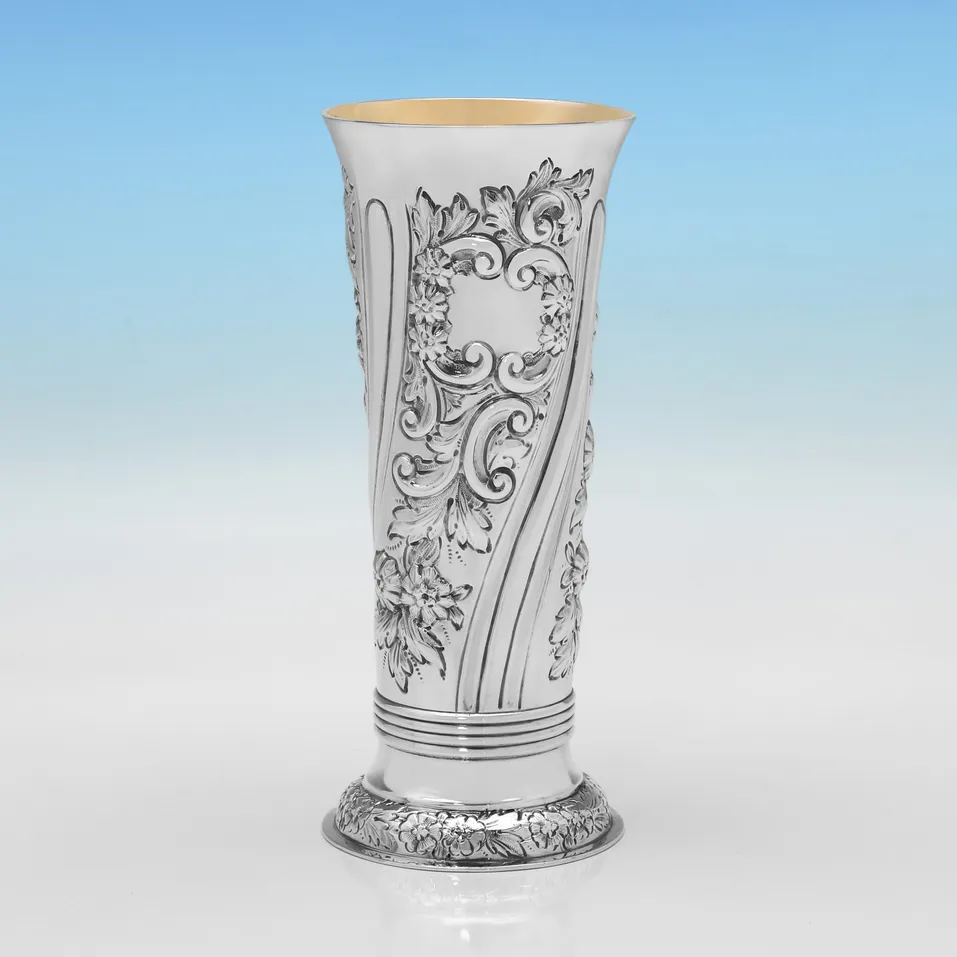Antique Sterling Silver Vase - Charles Stuart Harris, hallmarked in 1898 London - Victorian