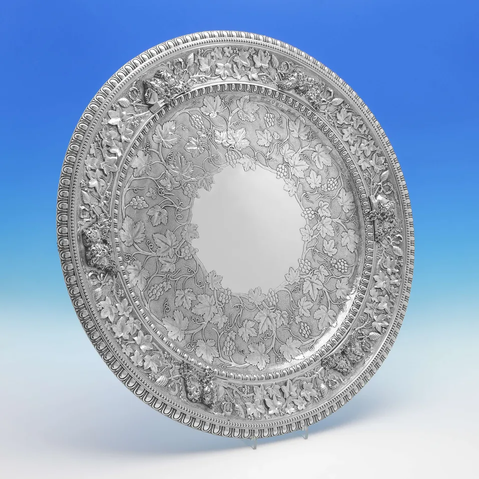 Antique Sterling Silver Warwick Charger - Barnard Brothers, hallmarked in 1877 London - Victorian