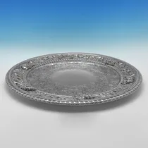 Antique Sterling Silver Warwick Charger - Barnard Brothers, hallmarked in 1877 London - Victorian - Thumbnail 2