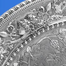 Antique Sterling Silver Warwick Charger - Barnard Brothers, hallmarked in 1877 London - Victorian - Thumbnail 4