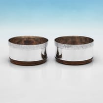 Sterling Silver Pair of Wine Coasters - Graham Watling, hallmarked in 1986 London - Elizabeth II - Thumbnail 1