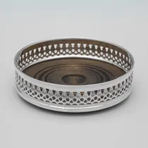 Sterling Silver Pair of Wine Coasters - Da-mar Silverware, hallmarked in 1977 London - Elizabeth II - Thumbnail 3