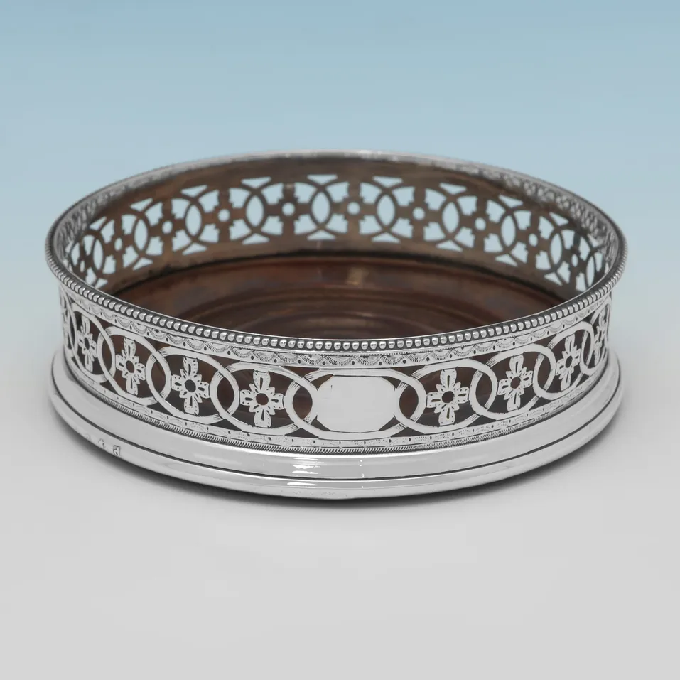 Antique Sterling Silver Wine Coaster - Robert Hennell I, hallmarked in 1779 London - George III