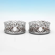 Antique Sterling Silver Pair of Wine Coasters - Thomas Nash, hallmarked in 1769 London - George III - Thumbnail 1