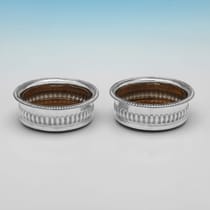 Antique Sterling Silver Pair of Wine Coasters - John & Thomas Settle, hallmarked in 1818 Sheffield - George III - Thumbnail 1