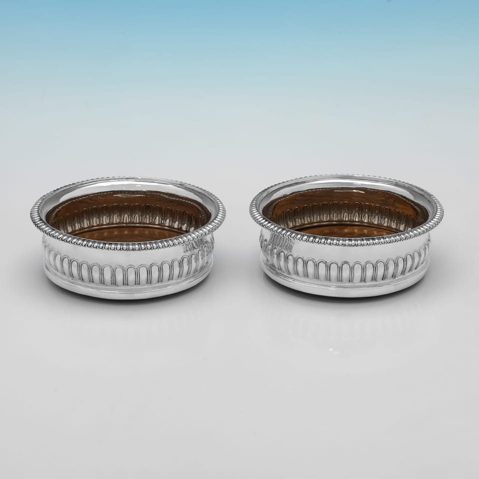 Antique Sterling Silver Pair of Wine Coasters - John & Thomas Settle, hallmarked in 1818 Sheffield - George III - Image 1