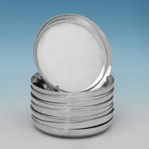 Sterling Silver Set of 12 Wine Glass Coasters - Carrington & Co., hallmarked in 1937 London - George VI - Thumbnail 1