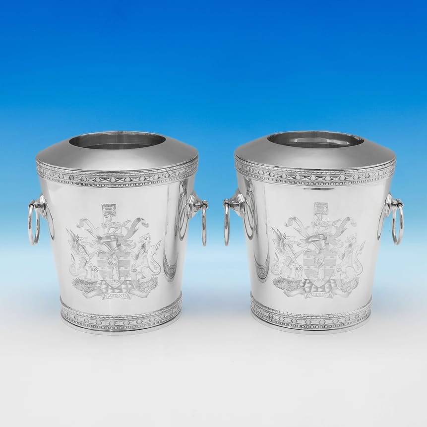 Sterling Silver Pair Of Wine Coolers - I. Franks Hallmarked In 1995 London - Elizabeth II - Image 1