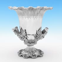 Antique Sterling Silver Pair of Wine Coolers - R. & S. Garrard, hallmarked in 1887 London - Victorian - Thumbnail 2