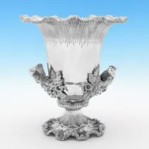 Antique Sterling Silver Pair of Wine Coolers - R. & S. Garrard, hallmarked in 1887 London - Victorian - Thumbnail 2