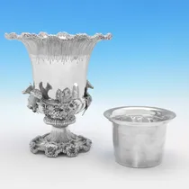 Antique Sterling Silver Pair of Wine Coolers - R. & S. Garrard, hallmarked in 1887 London - Victorian - Thumbnail 3