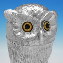 Sterling Silver Owl Champagne Cooler - Ellison & Co. Ltd., hallmarked in 1982 London - Elizabeth II - Thumbnail 6