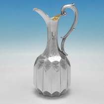 Antique Sterling Silver Wine Ewer - Joseph Angell, hallmarked in 1851 London - Victorian - Thumbnail 1