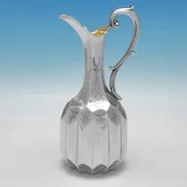 Antique Sterling Silver Wine Ewer - Joseph Angell, hallmarked in 1851 London - Victorian - Thumbnail 1