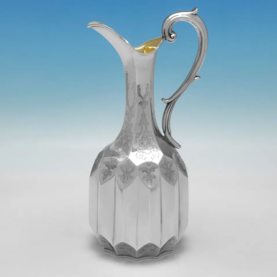 Antique Sterling Silver Wine Ewer - Joseph Angell, hallmarked in 1851 London - Victorian