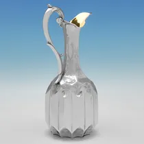 Antique Sterling Silver Wine Ewer - Joseph Angell, hallmarked in 1851 London - Victorian - Thumbnail 2