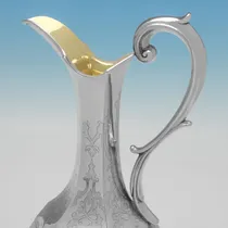 Antique Sterling Silver Wine Ewer - Joseph Angell, hallmarked in 1851 London - Victorian - Thumbnail 3
