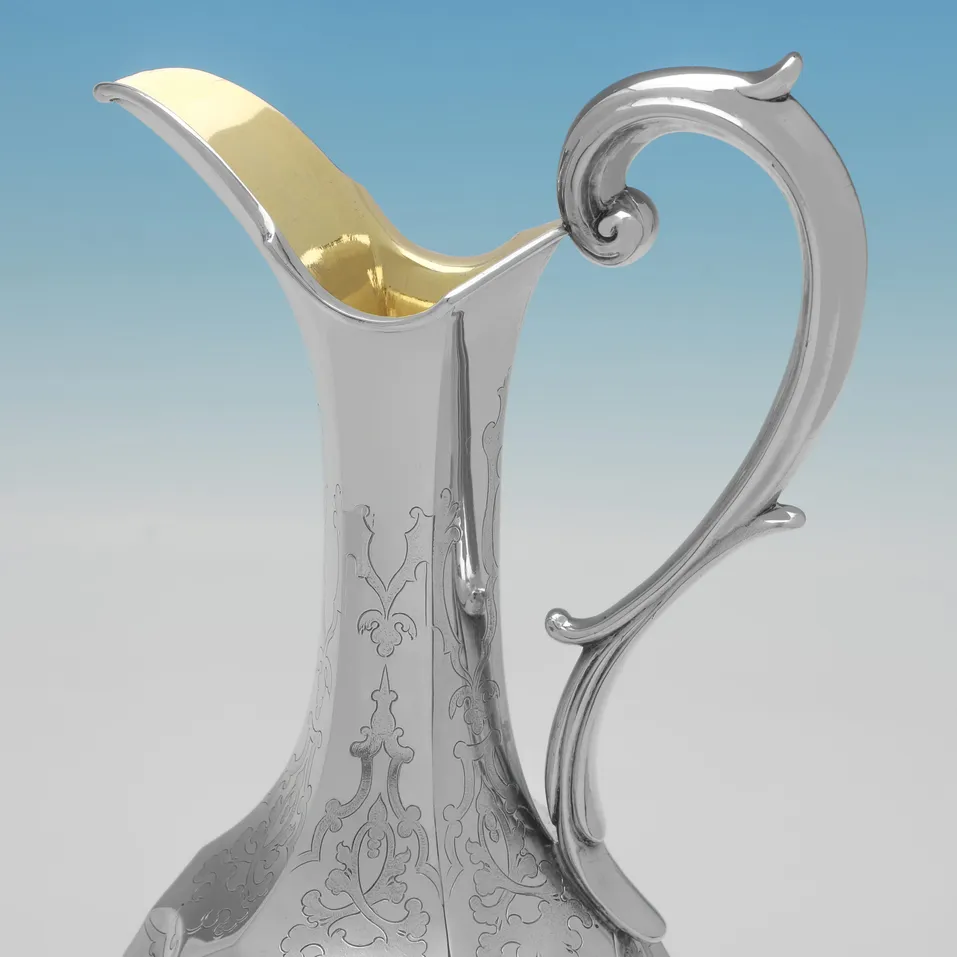 Antique Sterling Silver Wine Ewer - Joseph Angell, hallmarked in 1851 London - Victorian - Image 3