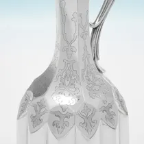 Antique Sterling Silver Wine Ewer - Joseph Angell, hallmarked in 1851 London - Victorian - Thumbnail 4
