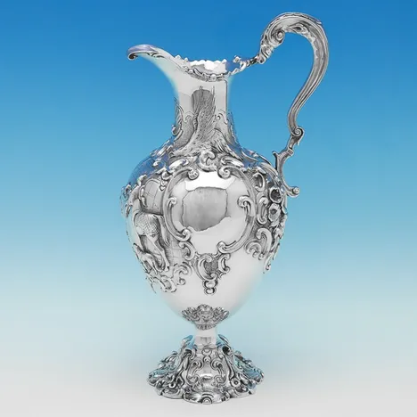 Antique Sterling Silver Wine Ewer - Joseph Angell & Son, hallmarked in 1845 London - Victorian - Image 1